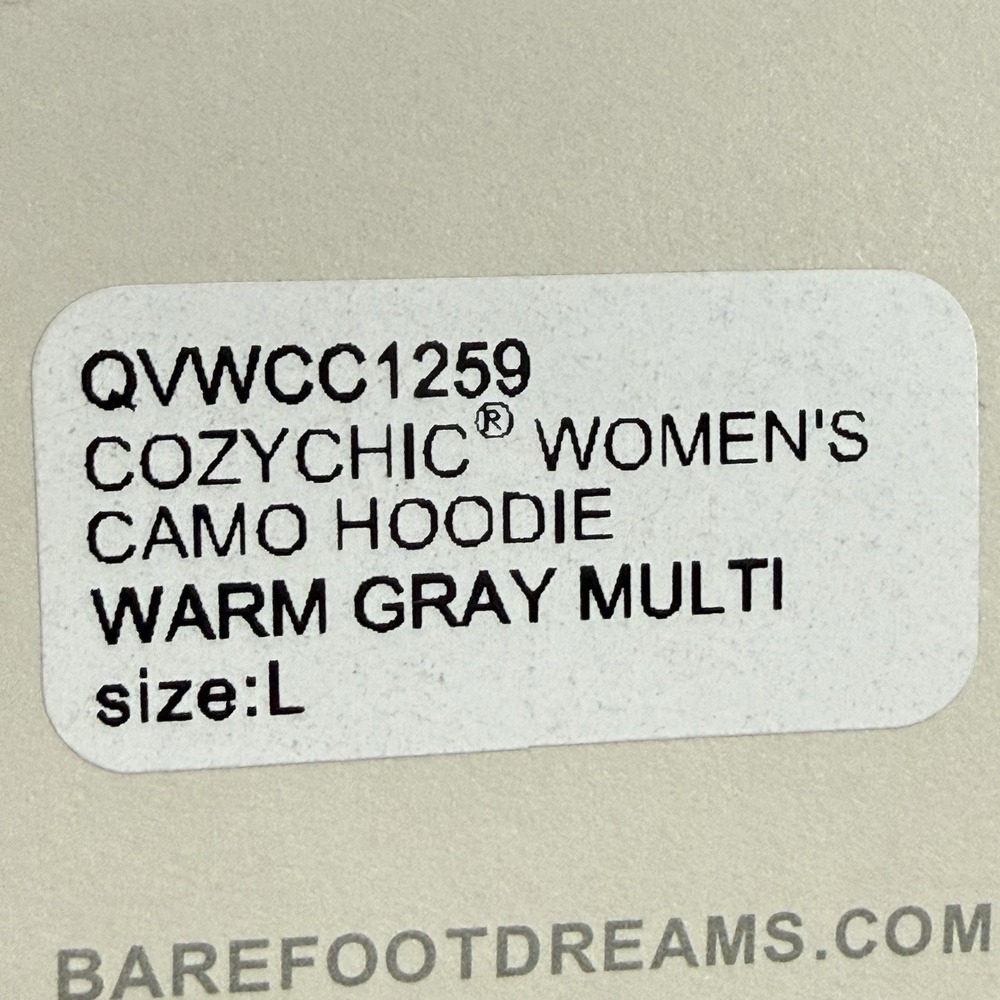 Barefoot Dreams Cozychic Womens L Camo Hoodie Gray Plush Zip Jacket Soft Fleece - Picture 9 of 11
